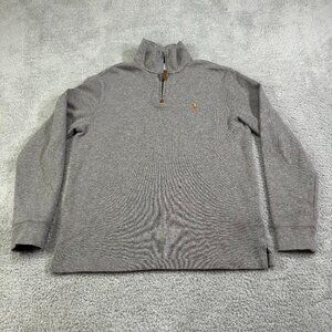 Polo Ralph Lauren Sweatshirt Mens Medium Gray Quarter Zip Pullover Logo Cotton